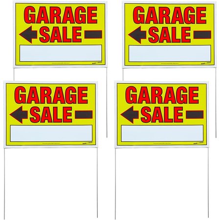 SUNBURST SYSTEMS Sign Garage Sale 22 in x 32 in with Bracket, 4-Pack PK 3950